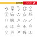 Security Black Line Icon - 25 Business Outline Icon Set Royalty Free Stock Photo