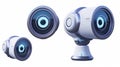 Security cam, CCTV video camera, surveillance equipment with front and side views. Realistic 3D modern illustration of Royalty Free Stock Photo