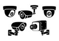 various types of security camera. cctv surveillance security camera. security camera icons video surveillance sign set Royalty Free Stock Photo