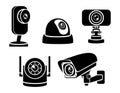 various types of security camera. cctv surveillance security camera. security camera icons video surveillance sign set Royalty Free Stock Photo