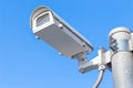 The security camera against blue sky Royalty Free Stock Photo