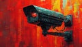 Security Camera on a Bright Red Wall: A Careful Look into a Safe Future Royalty Free Stock Photo