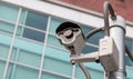 Security camera, CCTV in front of building Royalty Free Stock Photo