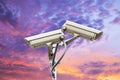 Security camera on colorful sky Royalty Free Stock Photo