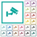 Security camera flat color icons with quadrant frames Royalty Free Stock Photo