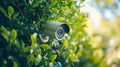 Security Camera Hidden in Green Foliage Royalty Free Stock Photo