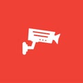 Security Camera Icon On Red Background. Red Flat Style Vector Illustration Royalty Free Stock Photo