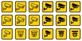 Security Camera Icons Collection on Yellow Background for Surveillance Systems Royalty Free Stock Photo