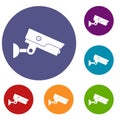 Security camera icons set Royalty Free Stock Photo