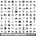 100 security camera icons set, simple style Royalty Free Stock Photo
