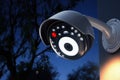 Security camera installed outdoors at night with infrared lights for surveillance and safety Royalty Free Stock Photo