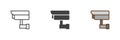 Security camera line, solid and colorful different style icon set pack Royalty Free Stock Photo