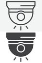 Security camera line and solid vector icon set in different style Royalty Free Stock Photo