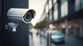 Security camera on modern building. Professional surveillance cameras. CCTV on the wall in the city. Video equipment for safety Royalty Free Stock Photo