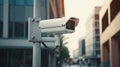 Security camera on modern building. Professional surveillance cameras. CCTV on the wall in the city. Video equipment for safety Royalty Free Stock Photo