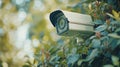 A security camera mounted on the trunk of a tree, capturing footage of its surroundings Royalty Free Stock Photo