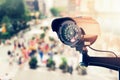 Security camera over the city street Royalty Free Stock Photo