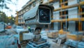 Security camera positioned in front of a underconstruction building Royalty Free Stock Photo
