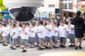 Security camera for prevent terrorism, crime, kidnap and bully for students in school.CCTV surveillance security camera transmit a Royalty Free Stock Photo