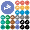 Security camera round flat multi colored icons Royalty Free Stock Photo