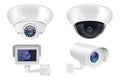 Security camera set. Wall and ceiling mount CCTV surveillance system Royalty Free Stock Photo