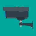 Security camera side view vector flat icon. CCTV serveillance safety video protection guard. Private system observe police Royalty Free Stock Photo
