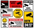 Security camera signs, cctv stickers