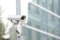 Security camera system guarding business building Royalty Free Stock Photo