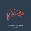 Security camera vector flat icon, safety system logo. Flat sign for video monitored zone Royalty Free Stock Photo