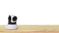 Security camera on Wood table. IP Camera. Royalty Free Stock Photo