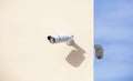 Security Cameras CCTV isolated on beige color wall background