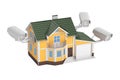 Security cameras on the house, 3D rendering