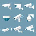 Security cameras icons set