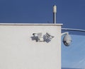 Security cameras on wall with copy space. Royalty Free Stock Photo