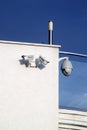 Security cameras on the wall with copy space Royalty Free Stock Photo