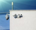Security cameras on the wall with copy space Royalty Free Stock Photo