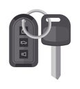 Security car key with remote control cartoon flat vector illustration. Royalty Free Stock Photo