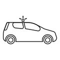 Security car Police car Car with siren icon black color outline vector illustration flat style image Royalty Free Stock Photo