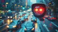 Security CCTV camera has focus and recording lot of car on the road with traffic jam at night city Royalty Free Stock Photo