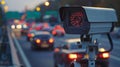 Security CCTV camera has focus and recording lot of car on the road with traffic jam at night city Royalty Free Stock Photo