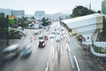 Security CCTV camera operating over the road Royalty Free Stock Photo