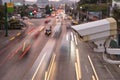 Security CCTV camera operating over the road Royalty Free Stock Photo