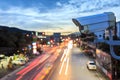 Security CCTV camera operating over the road Royalty Free Stock Photo