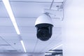 Security CCTV camera or surveillance system in building ,Closed-circuit television,Modern CCTV camera on wall Royalty Free Stock Photo