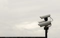 A Security CCTV Cameras on a lamp post Royalty Free Stock Photo