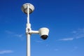 Security cctv cameras on a pole with blue sky background Royalty Free Stock Photo