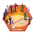 Security Checkpoint of Peacekeepers Blue Helmets Illustration isometric icons on isolated background