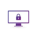 Security Computer Lock Icon, password protected data concept. Vector illustration isolated on white background. clean design
