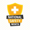 National Safety Month in June. Security concept. Background, poster, card, banner vector illustration