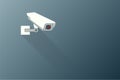 Security Concept,CCTV camera attached to a black background wall outside. illustration Royalty Free Stock Photo